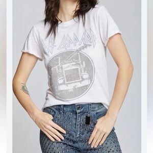 Recycled Karma Tops Small Def Leppard Semi Truck White T Shirt
